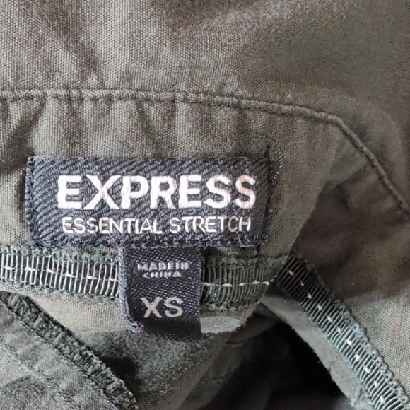 Express Olive Green Button-Down Women's Shirt - Picture 4 of 4